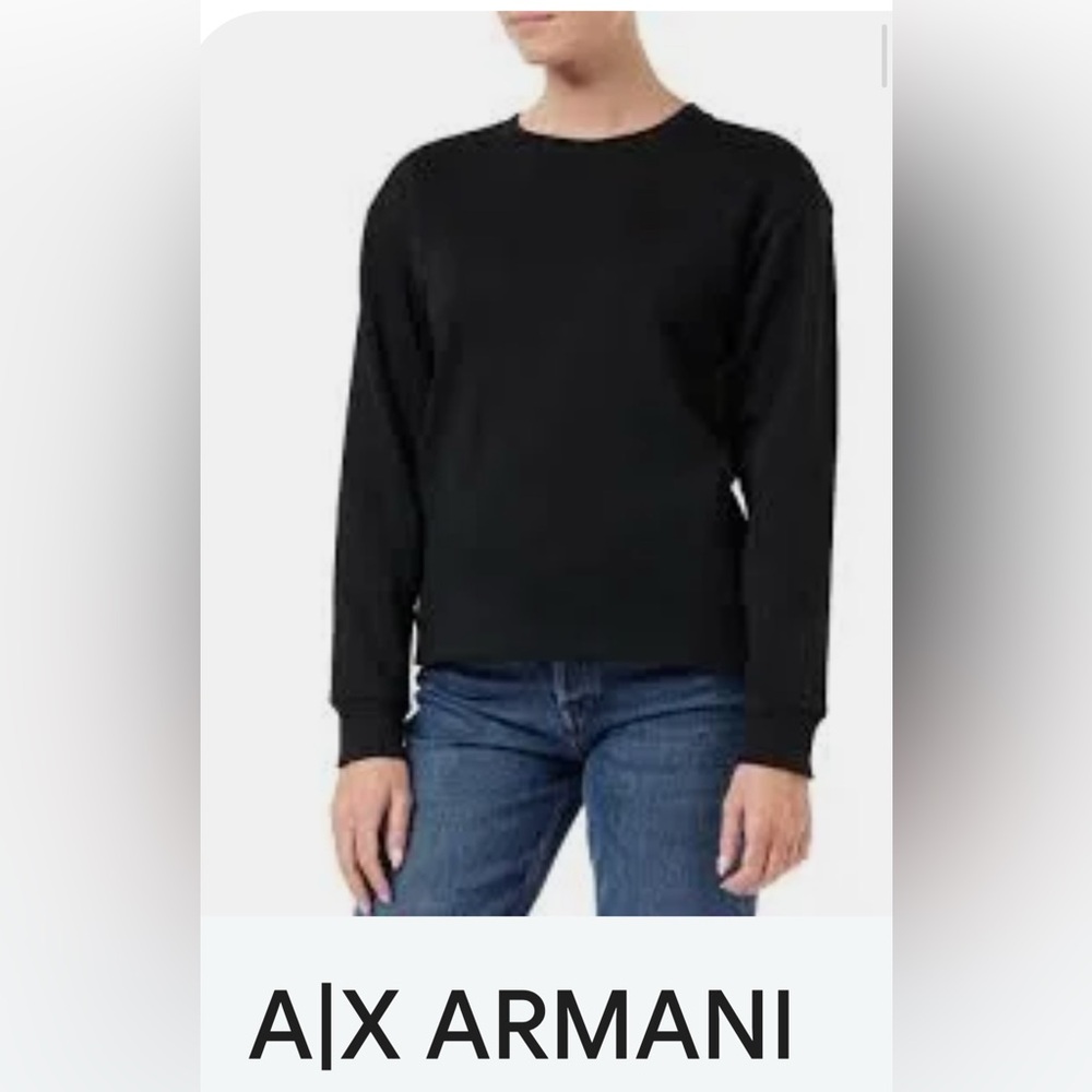 ARMANI EXCHANGE black embroidered logo pullover sweatshirt